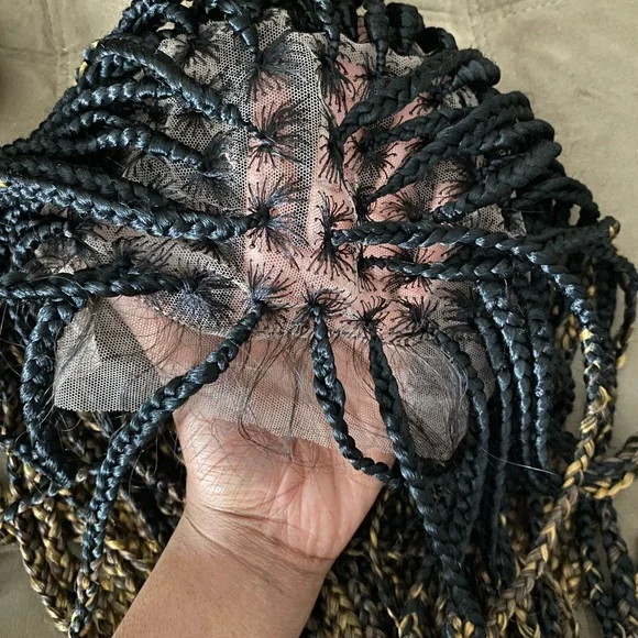 Stylish Black and Gold Braided Wig